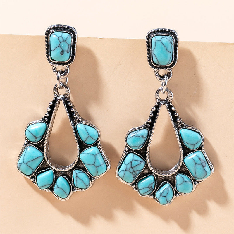 Wholesale Antique Silver Turquoise Alloy Earrings